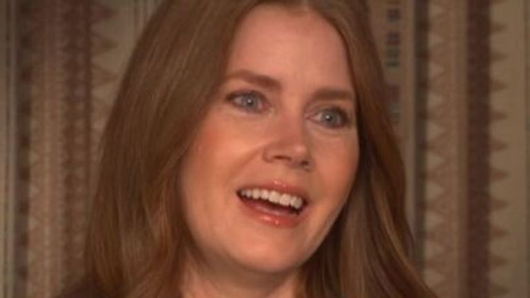 Amy Adams tells Sky News of new film: 'That is my actual chin hair'