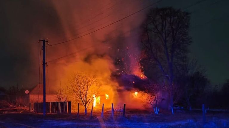 A drone attack in Chernihiv, Ukraine. Pic: State Emergency Services of Ukraine