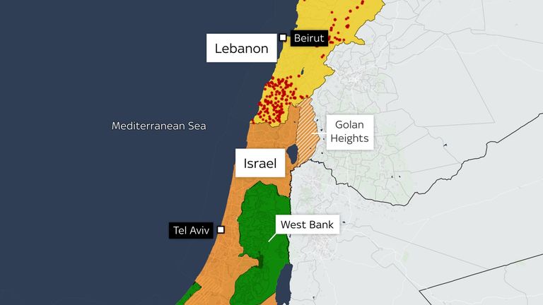 Red dots indicate Israeli strikes in Lebanon. Source: Institute for the Study of War