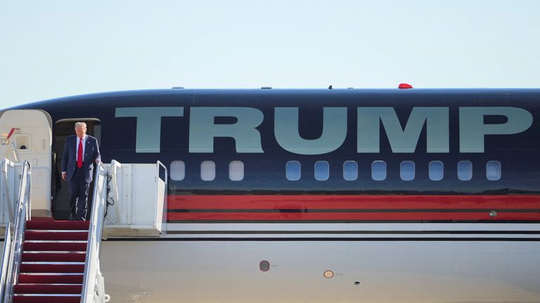 Donald Trump pictured at Joint Base Andrews in Maryland, before meeting Joe Biden in Washington. Pic: Reuters