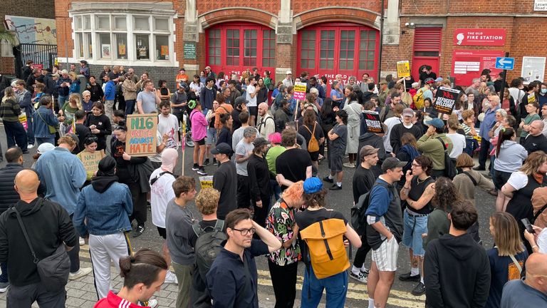 The scene in Hackney, where counter-protesters are gathered