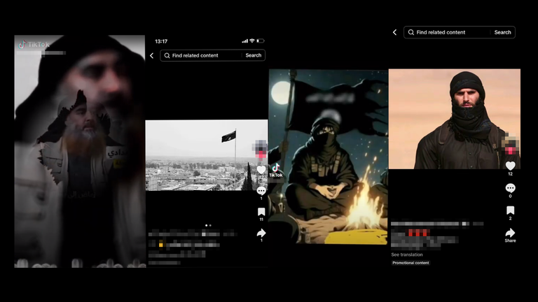 Explicitly pro-Isis content linked through the shared use of the same sound on TikTok