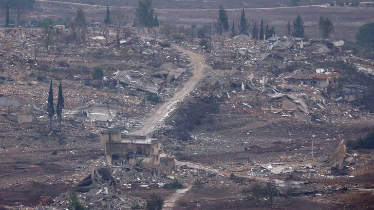 Destruction in southern Lebanon. Pic: Reuters