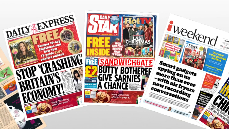 Newspapers for Saturday 14 December 2024