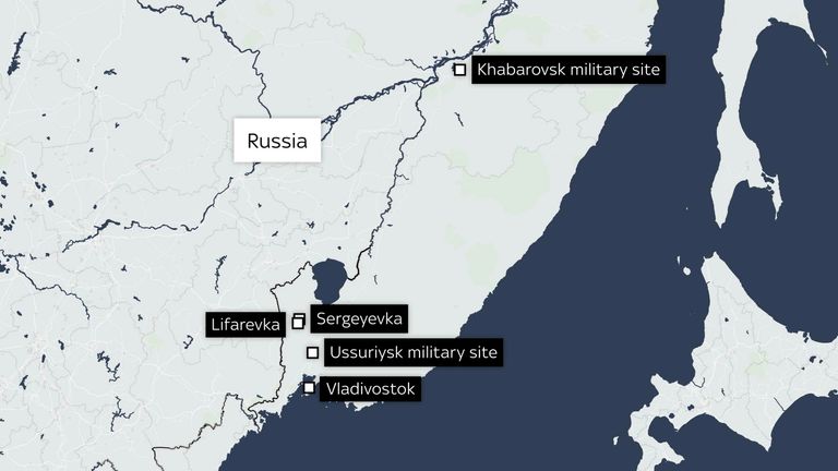 A map of sites in the Russian far east linked to the presence of North Korean soldiers. 