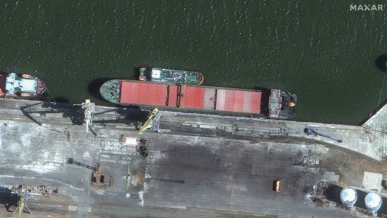 MAIN IMAGE
MAXAR 02 - A satellite image taken by Maxar shows the Port Olya 3 in the Russian port on 4 September. Credit - Maxar
